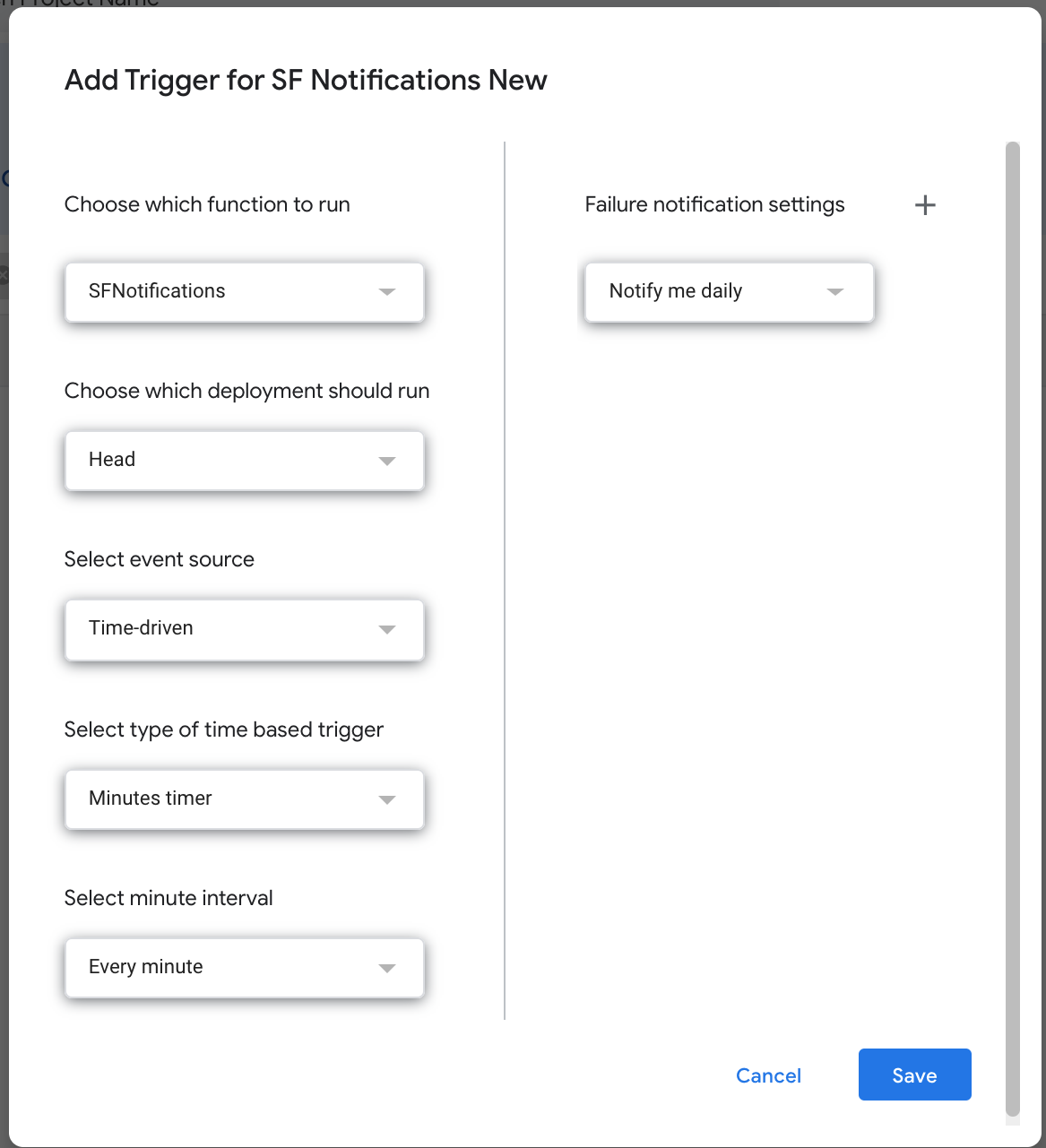 Configuring your Trigger to run every minute.