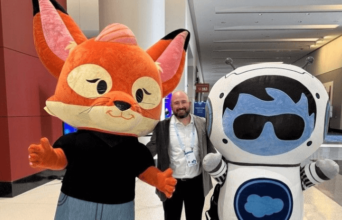 Photo from CNX25 featuring Brandy, the Astro Agent, and me.
